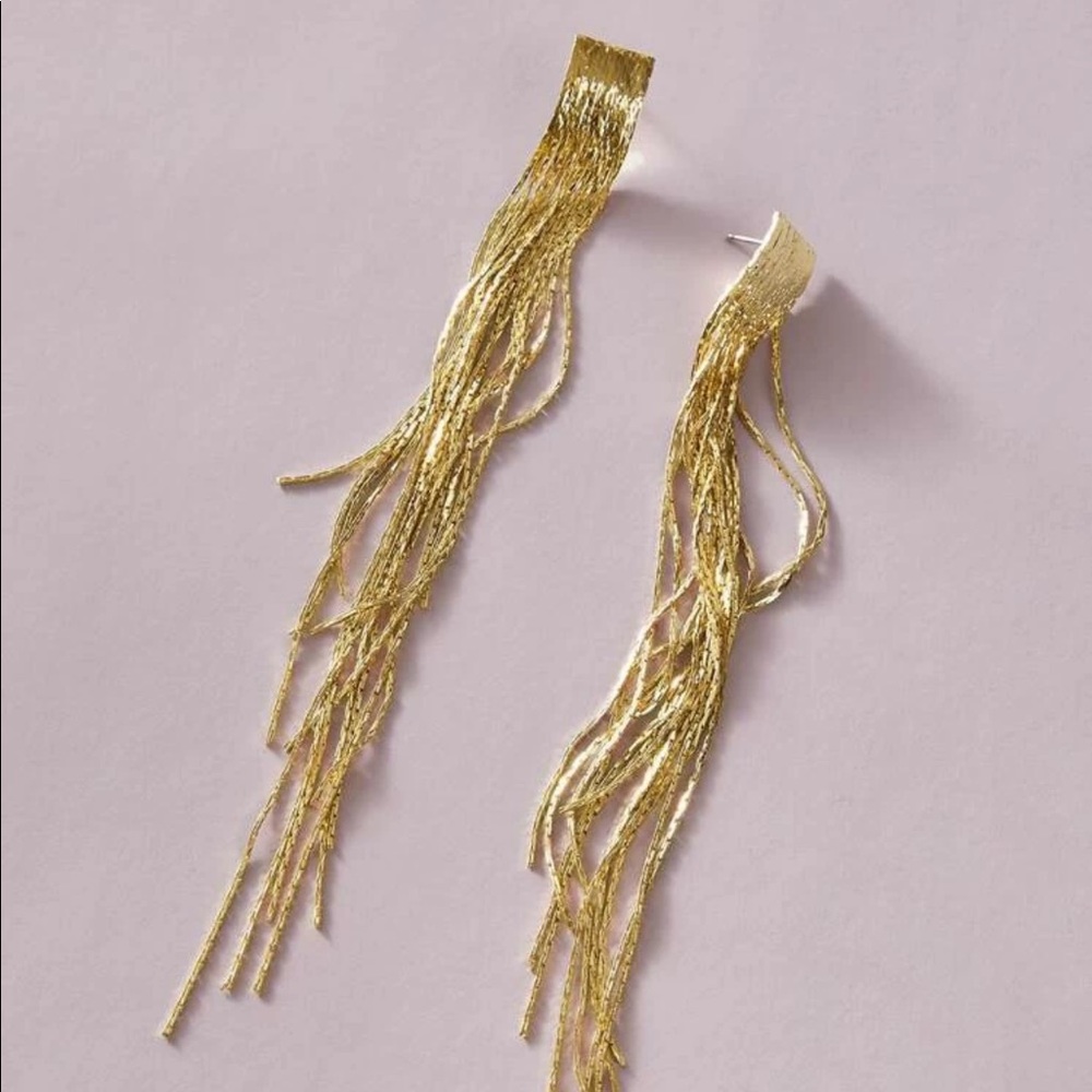 Gold Tassel Earrings NWT ✨ - Picture 3 of 4